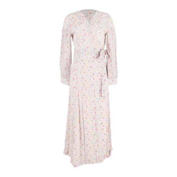Ganni Floral-Print Long-Sleeve Wrap Maxi Dress in Multicolor Viscose